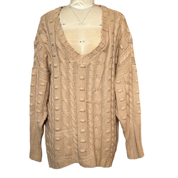 AFRM Bostom Oversized Long Cable Knit Sweater in Sand M/L - Picture 1 of 10